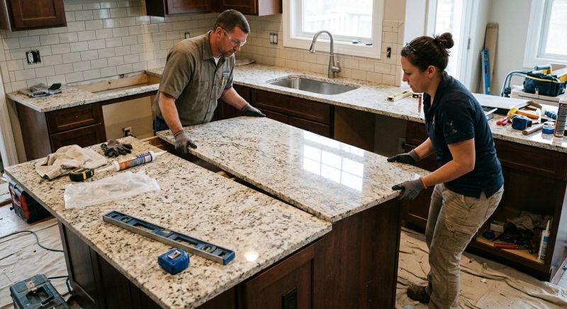 Granite Slab Installation in Roseville, CA